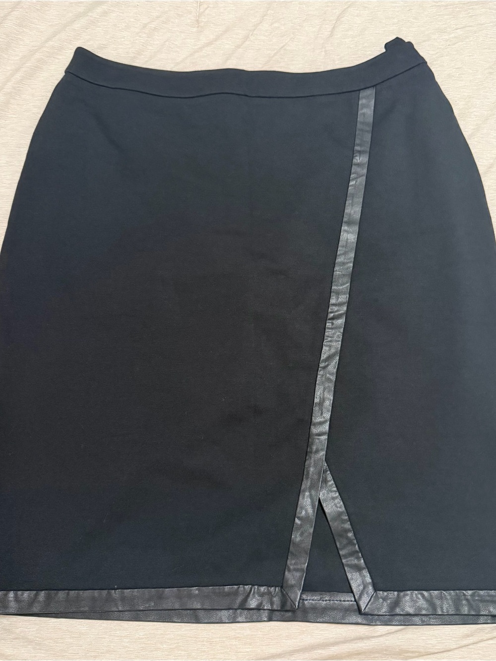 Chico's Black Pencil Skirt with Faux-Leather Trim